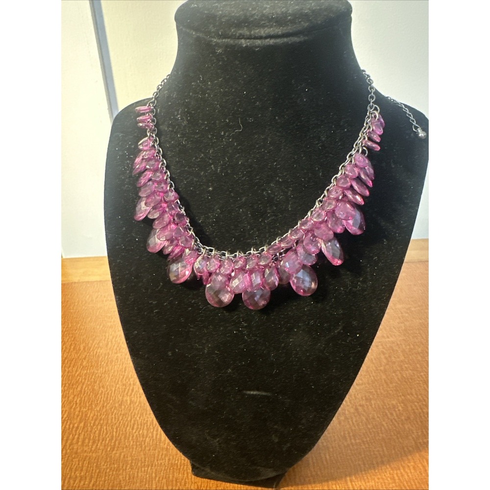 American Eagle Outfitters Purple Crystal Layered Collar Necklace Statement
